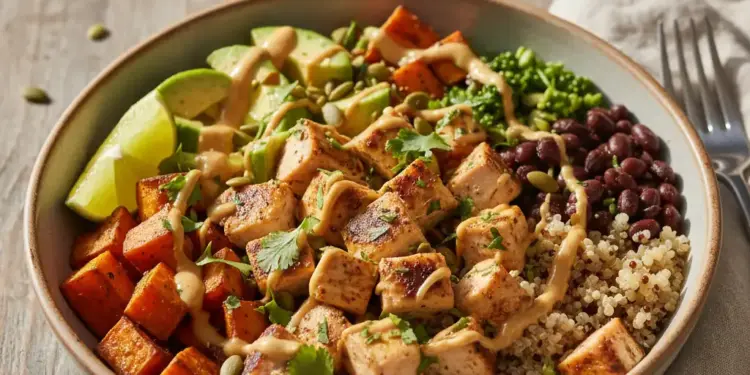 high protein chicken bowl featured