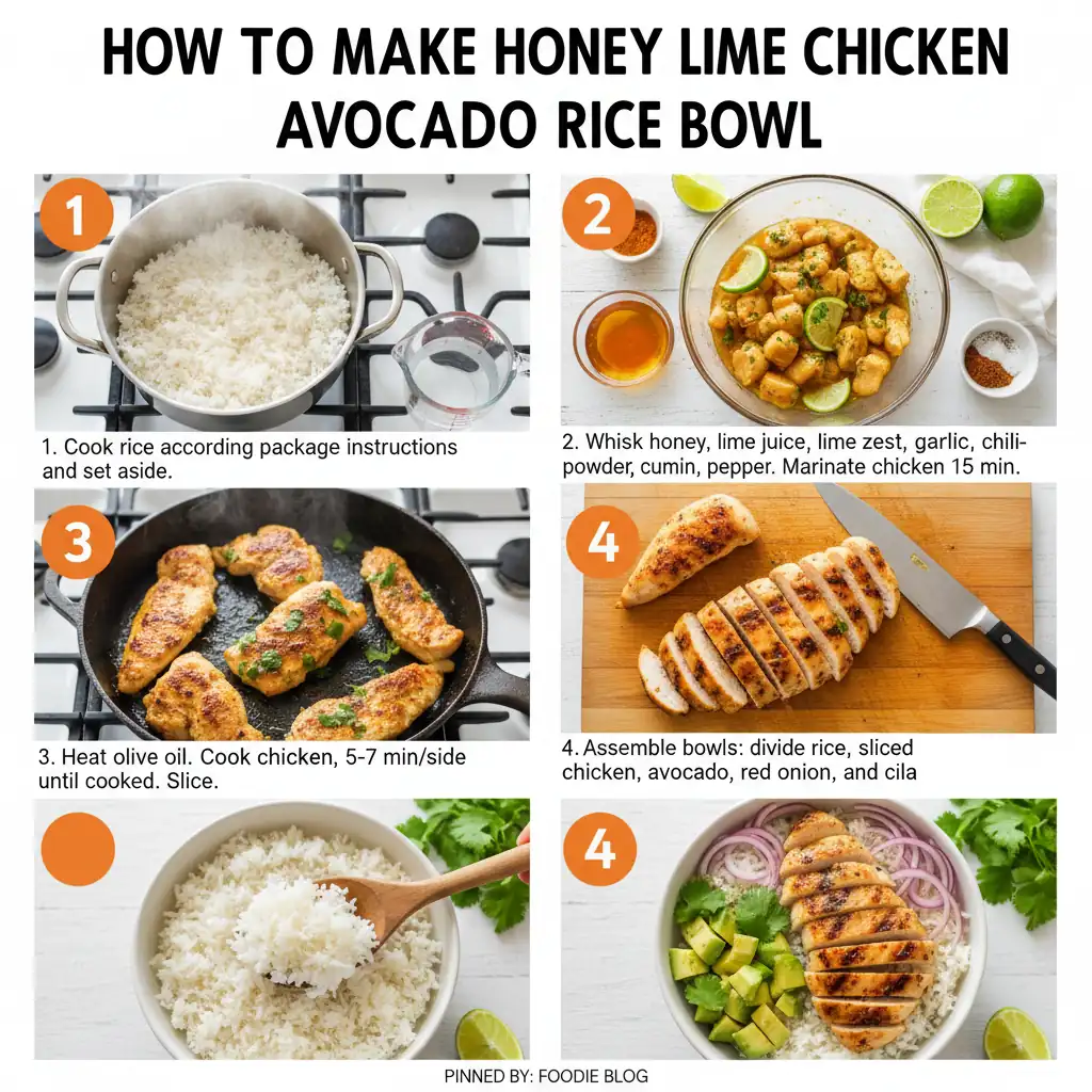 How to make honey lime chicken avocado rice bowl