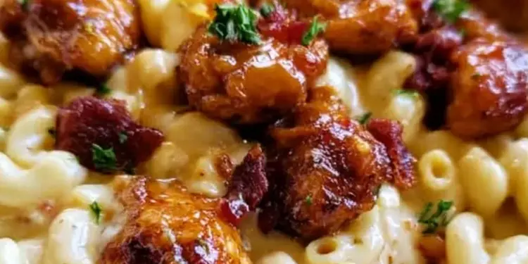 honey pepper chicken mac and cheese featured