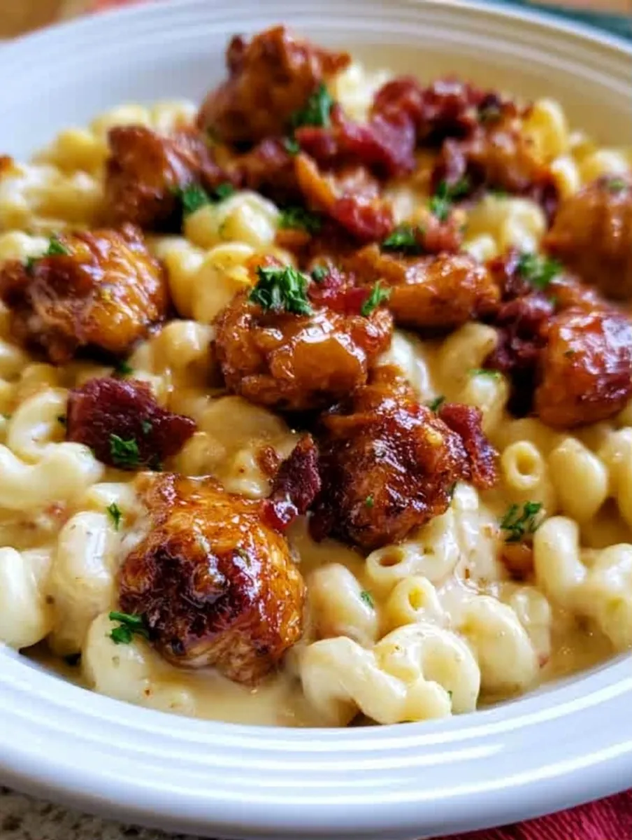 honey pepper chicken mac and cheese featured