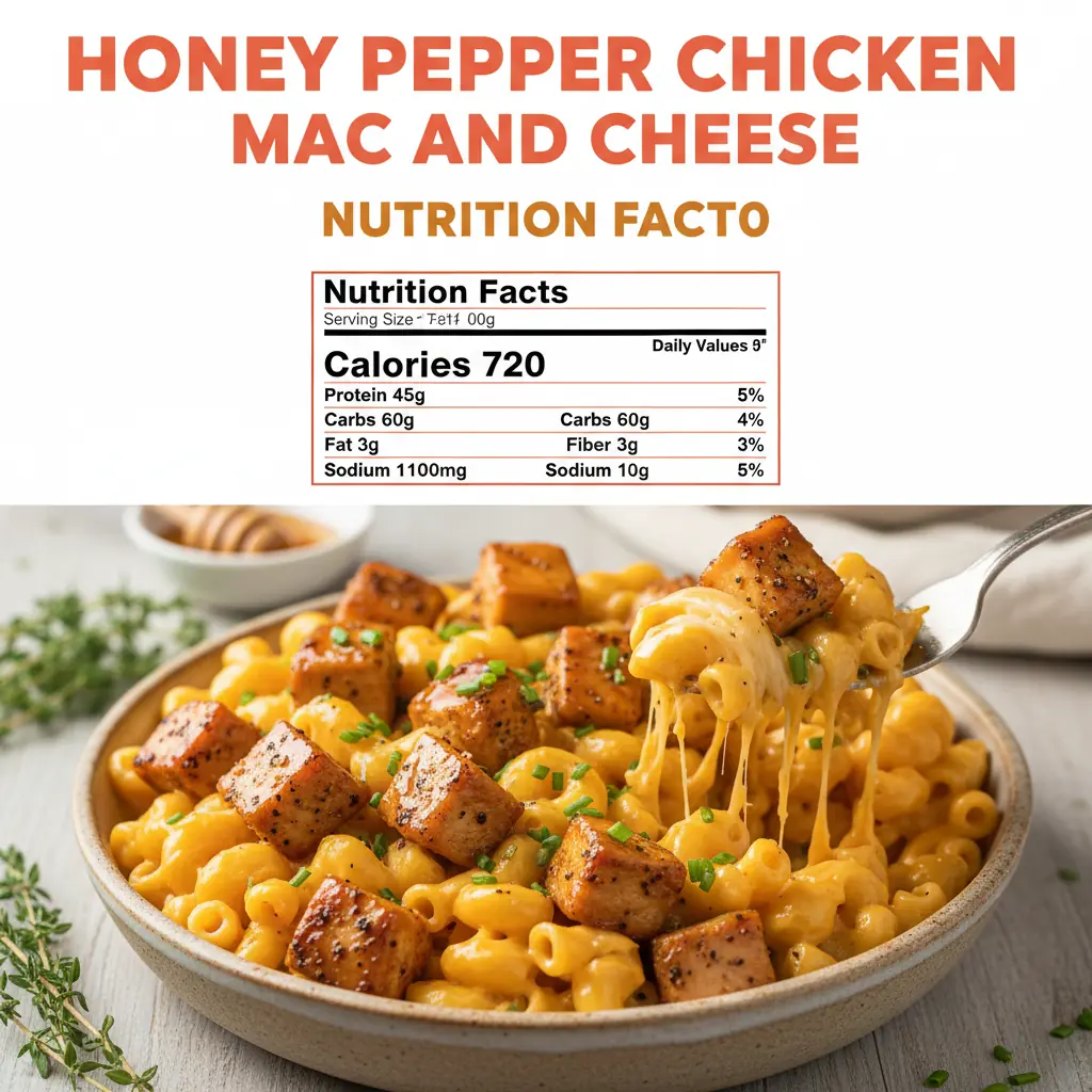 honey pepper chicken mac and cheese nutritional information