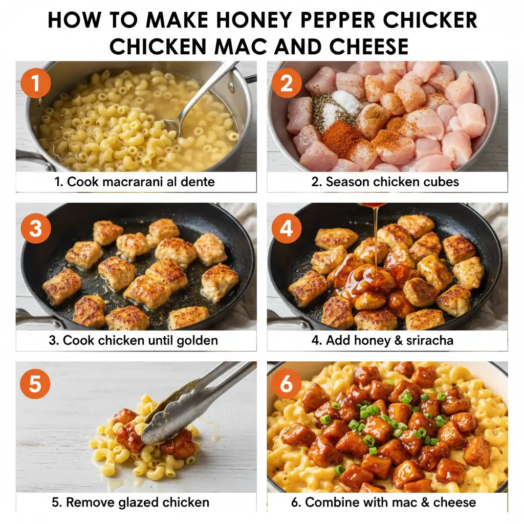 How to make honey pepper chicken mac and cheese