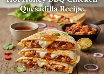 hot honey BBQ chicken quesadilla recipe featured