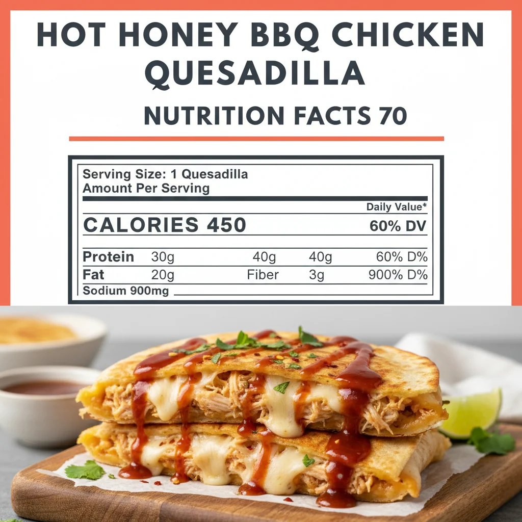 hot honey BBQ chicken quesadilla recipe nutritional information