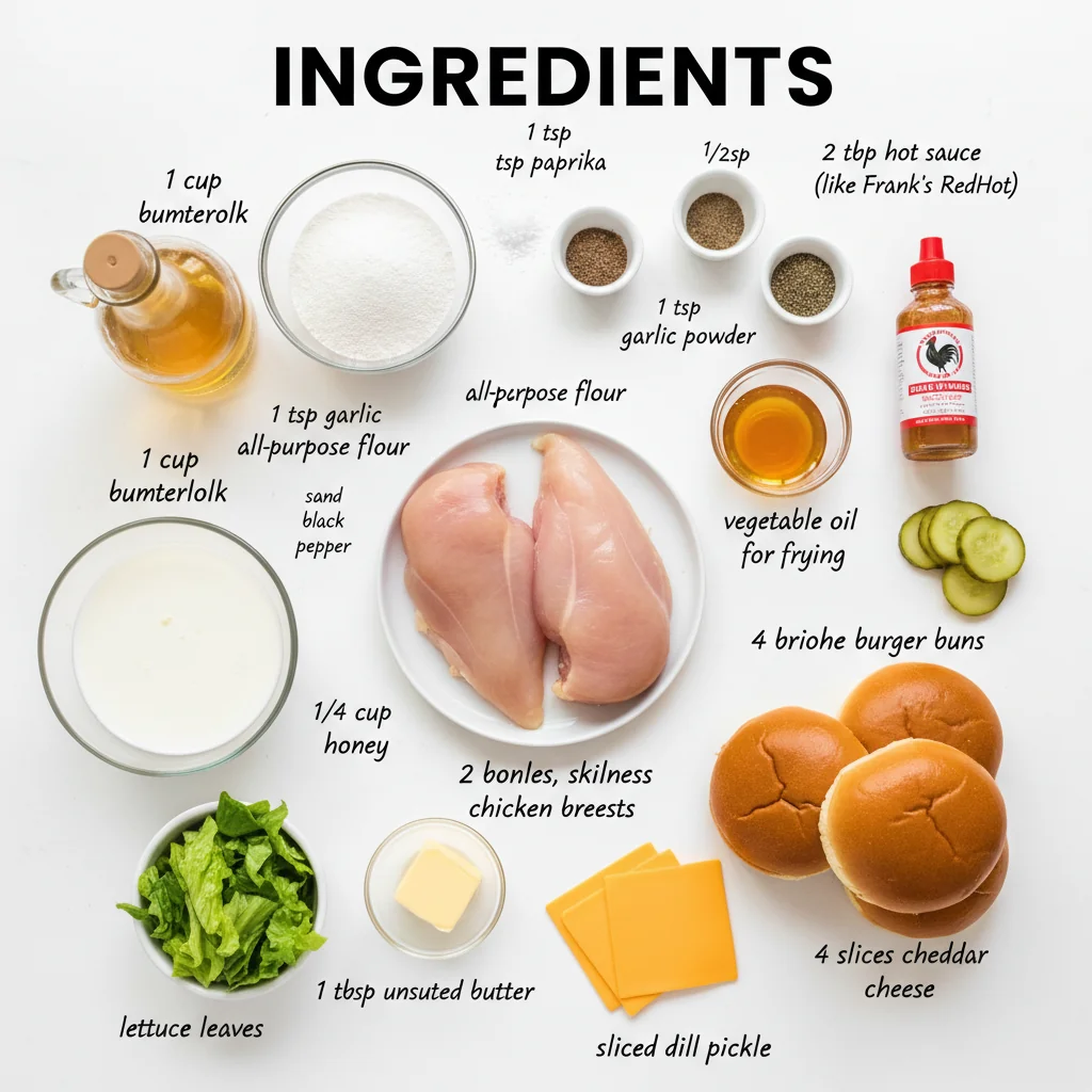 hot honey chicken burger recipe ingredients