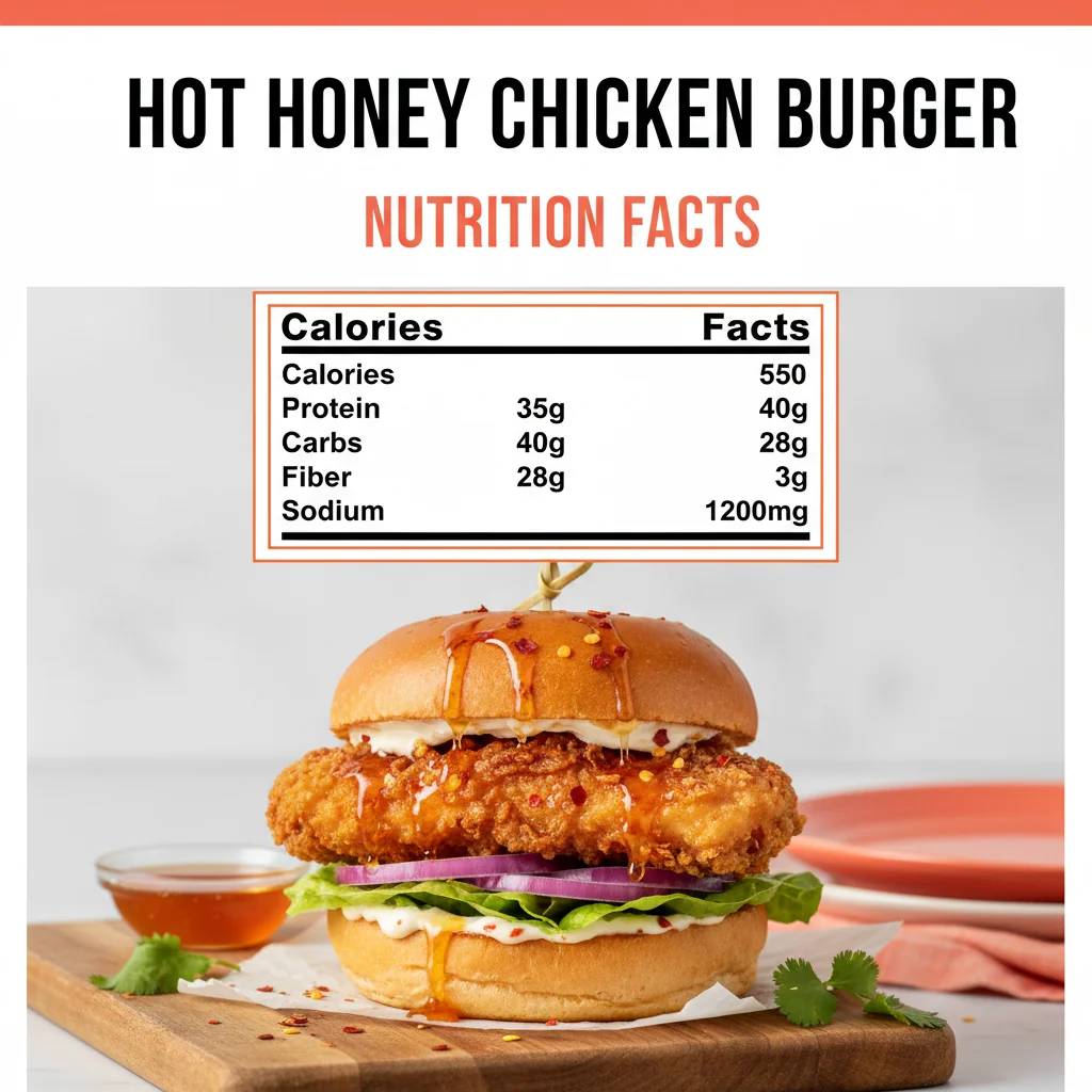 hot honey chicken burger recipe nutritional information