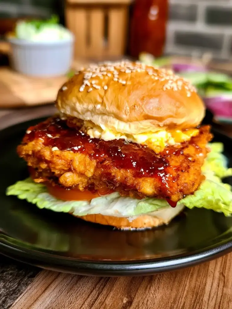 hot honey chicken burger recipe recipeCard1