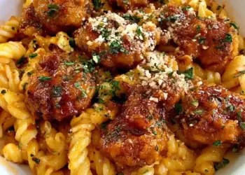 hot honey chicken pasta recipe featured