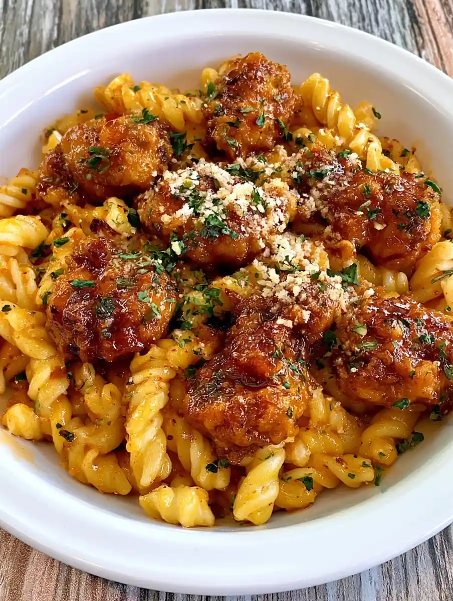 hot honey chicken pasta recipe featured