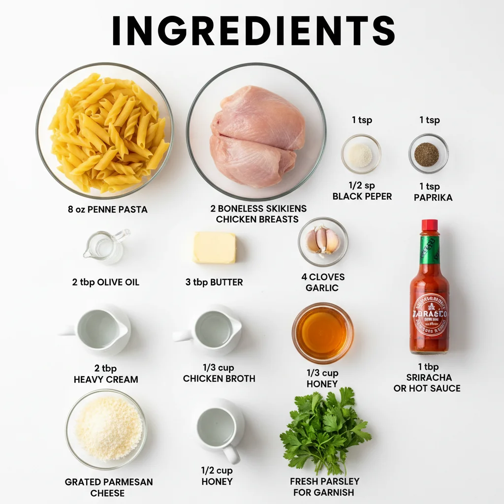 hot honey chicken pasta recipe ingredients