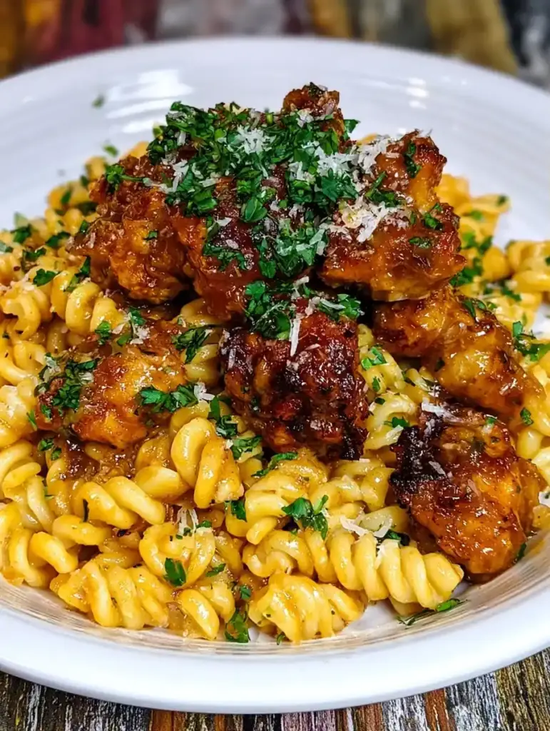 hot honey chicken pasta recipe recipeCard1