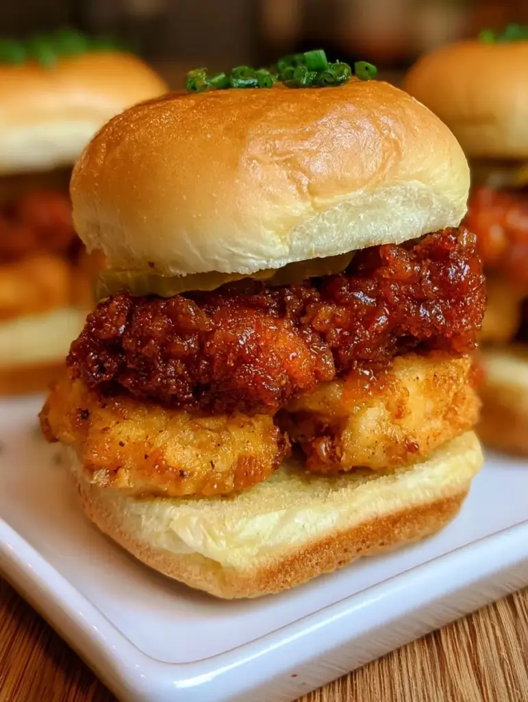hot honey chicken sliders recipeCard1