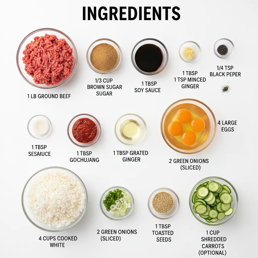 Korean beef egg bowl recipe ingredients