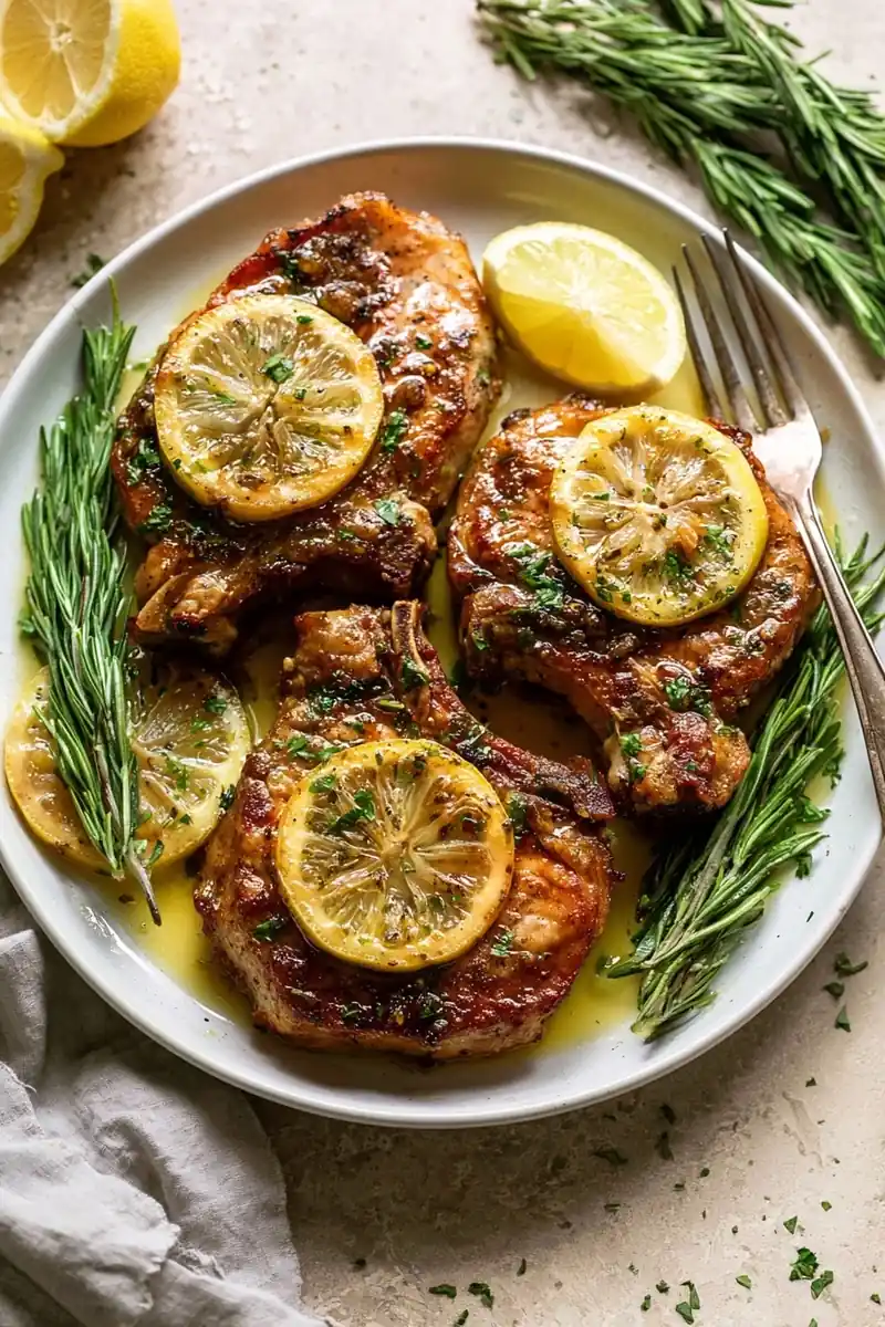 lemon butter pork chops recipe featured