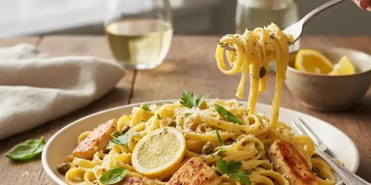 lemon chicken pasta recipe featured