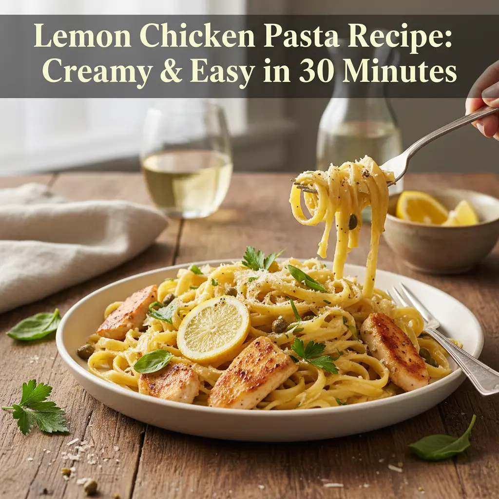 lemon chicken pasta recipe featured