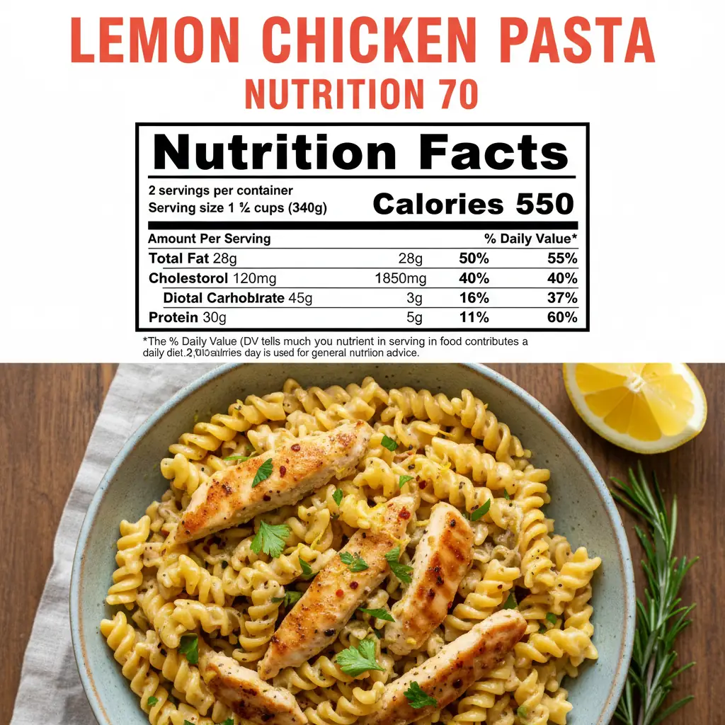 lemon chicken pasta recipe nutritional information