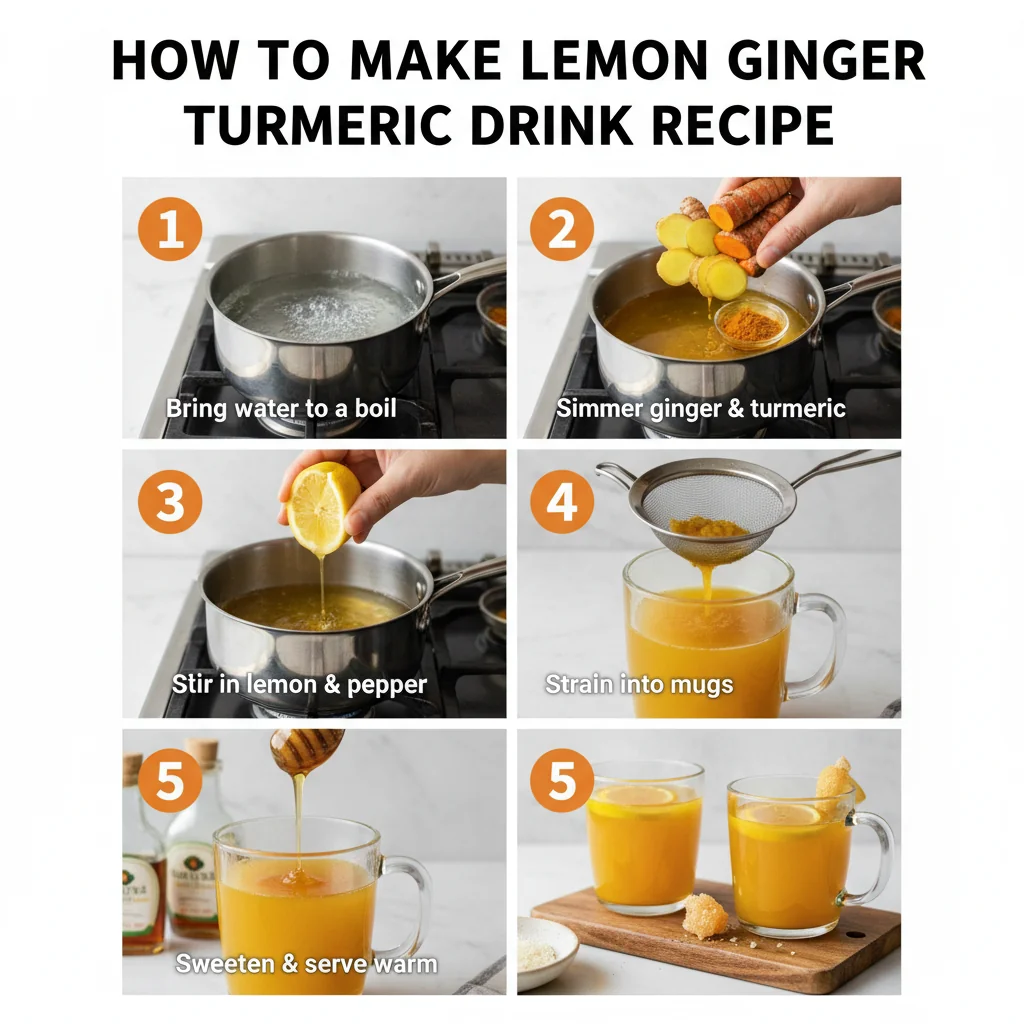 How to make lemon ginger turmeric drink recipe