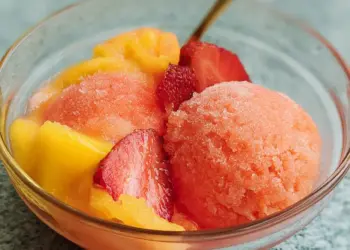 mango strawberry sorbet recipe featured