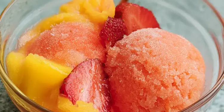 mango strawberry sorbet recipe featured