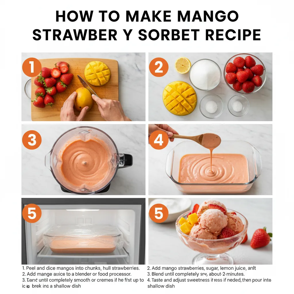How to make mango strawberry sorbet recipe