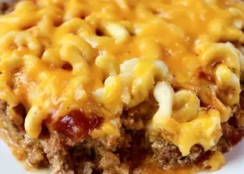 meatloaf mac and cheese casserole recipe featured