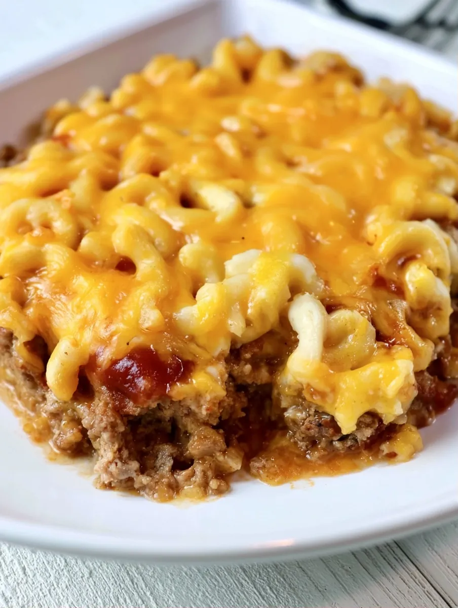 meatloaf mac and cheese casserole recipe featured
