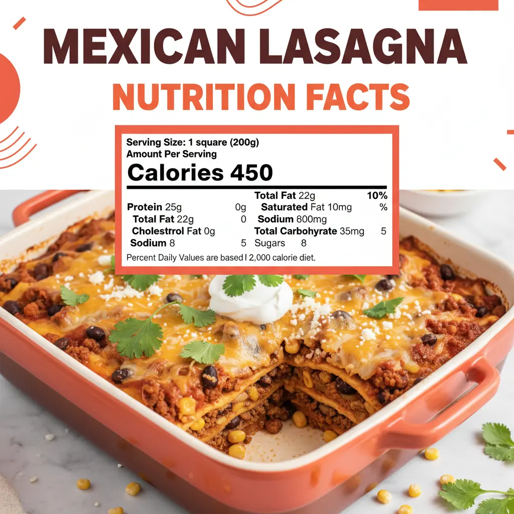 Mexican lasagna recipe nutritional information