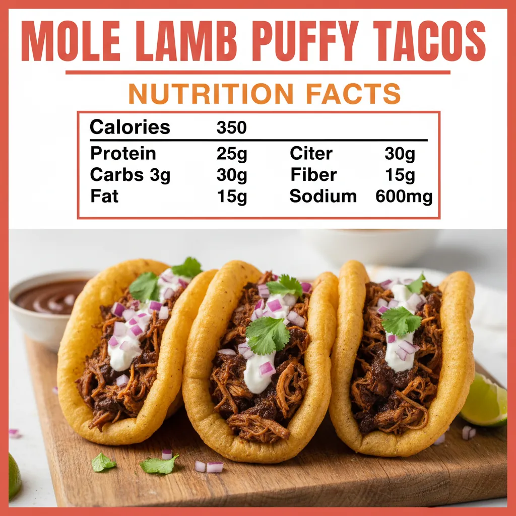 mole lamb puffy tacos recipe nutritional information