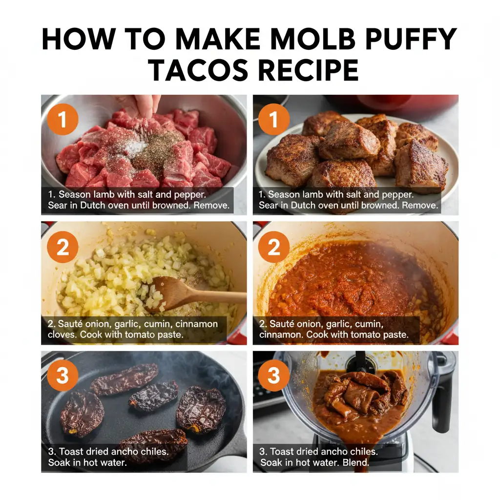 How to make mole lamb puffy tacos recipe