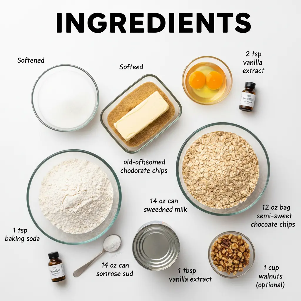 oatmeal fudge bars recipe ingredients