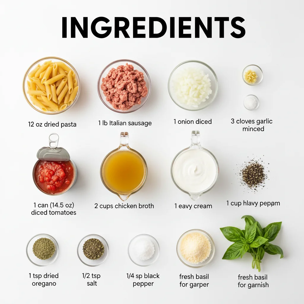 one pot pasta recipe ingredients