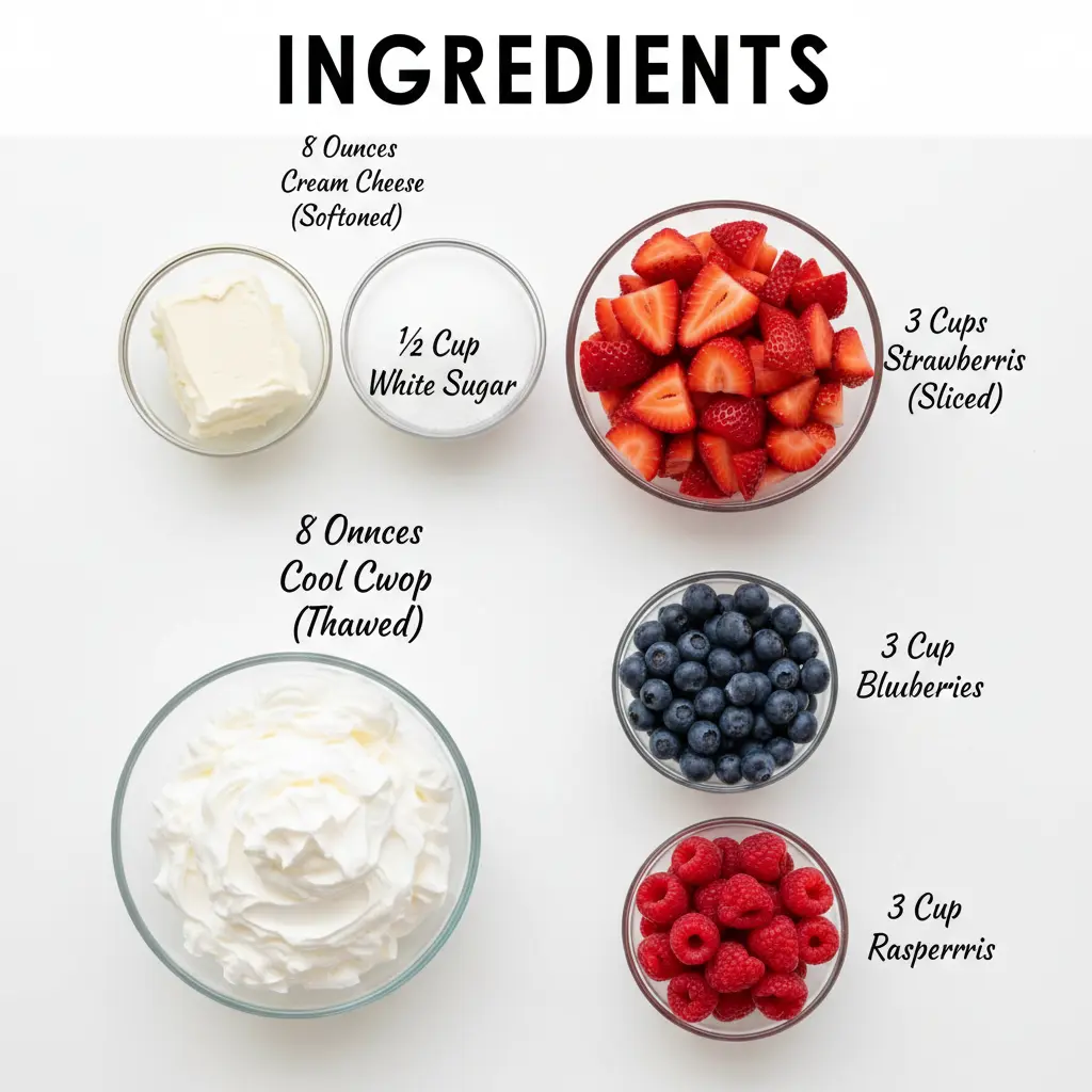 red white and blue cheesecake salad recipe ingredients