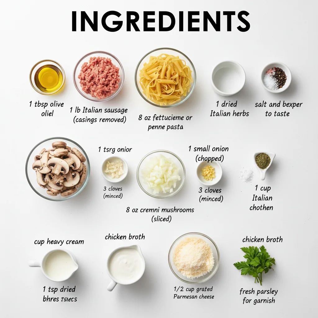 sausage mushroom pasta recipe ingredients