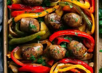 sheet pan sausage and peppers recipe featured