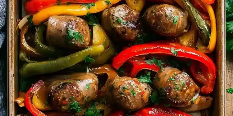 sheet pan sausage and peppers recipe featured