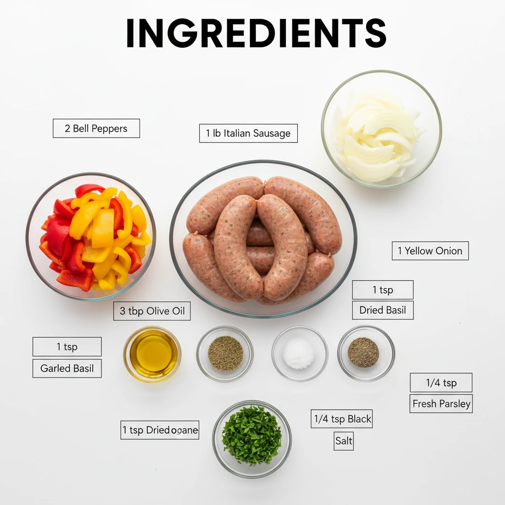 sheet pan sausage and peppers recipe ingredients