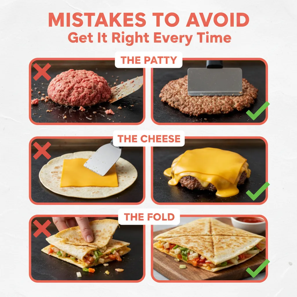 smash burger quesadillas common mistakes
