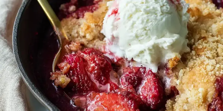 sourdough strawberry cobbler recipe featured