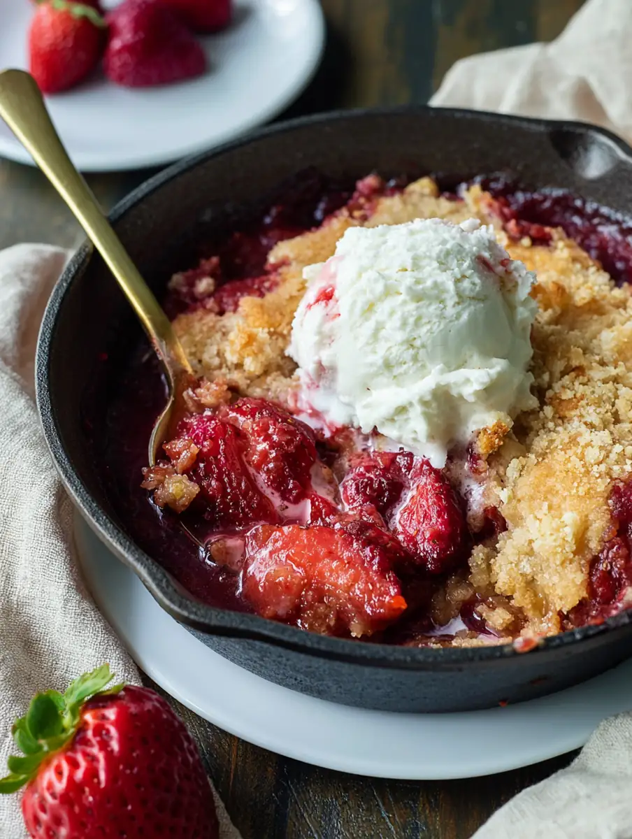sourdough strawberry cobbler recipe featured
