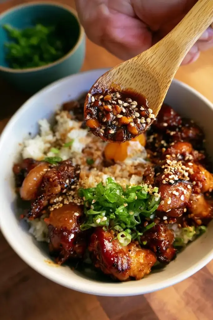 soy glazed chicken rice bowl recipeCard1