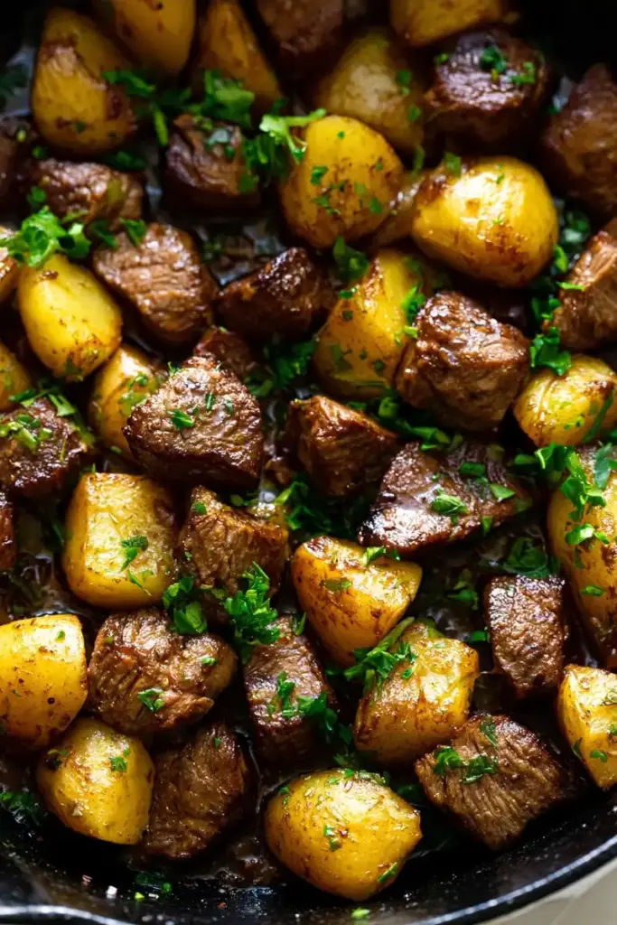 steak bites and potatoes recipe recipeCard1