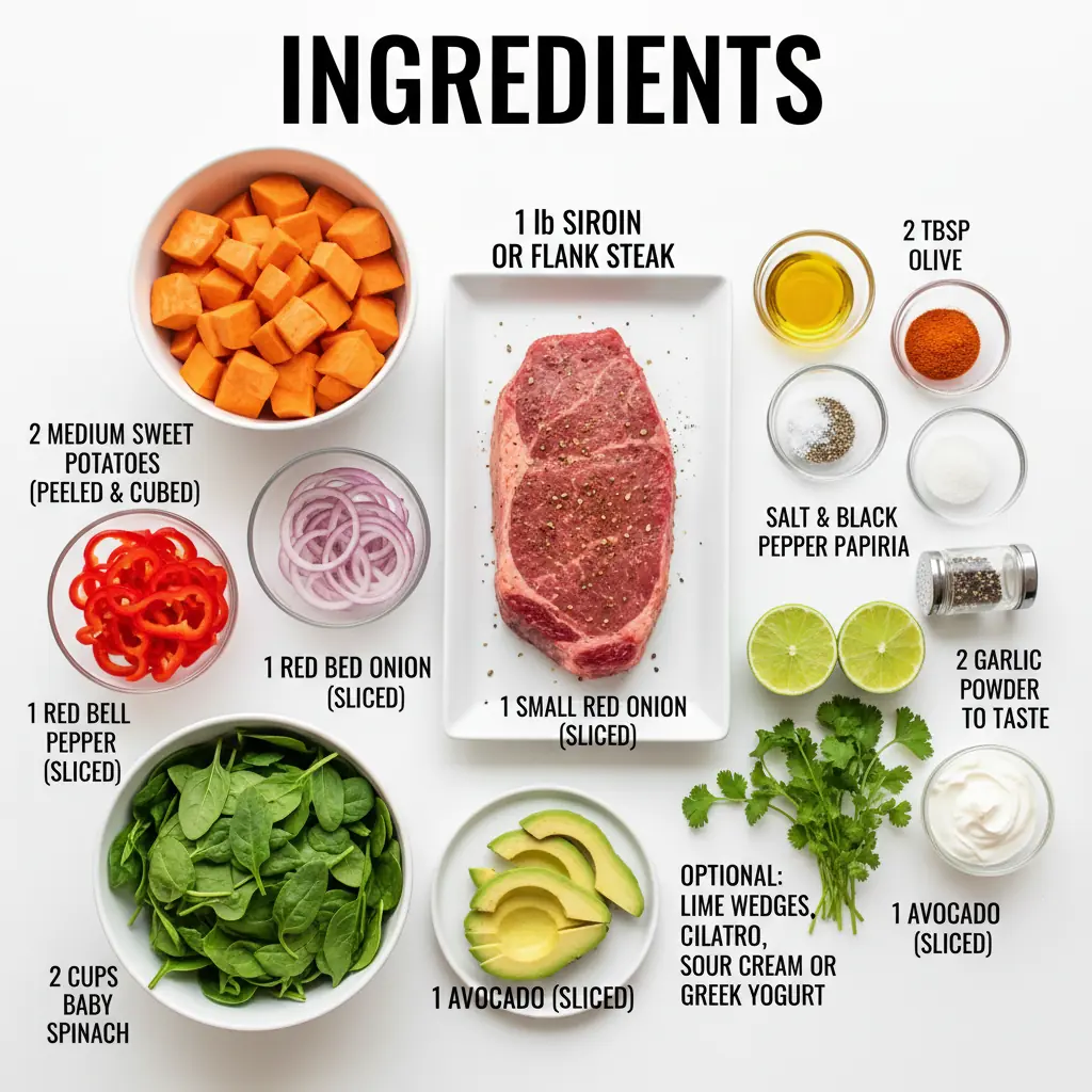 steak sweet potato bowl recipe ingredients