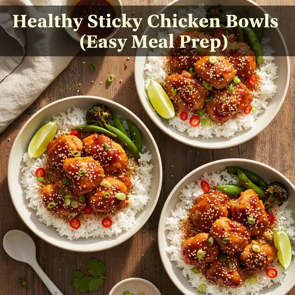 sticky chicken bowls recipeCard1