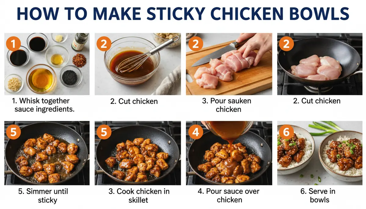 How to make sticky chicken bowls