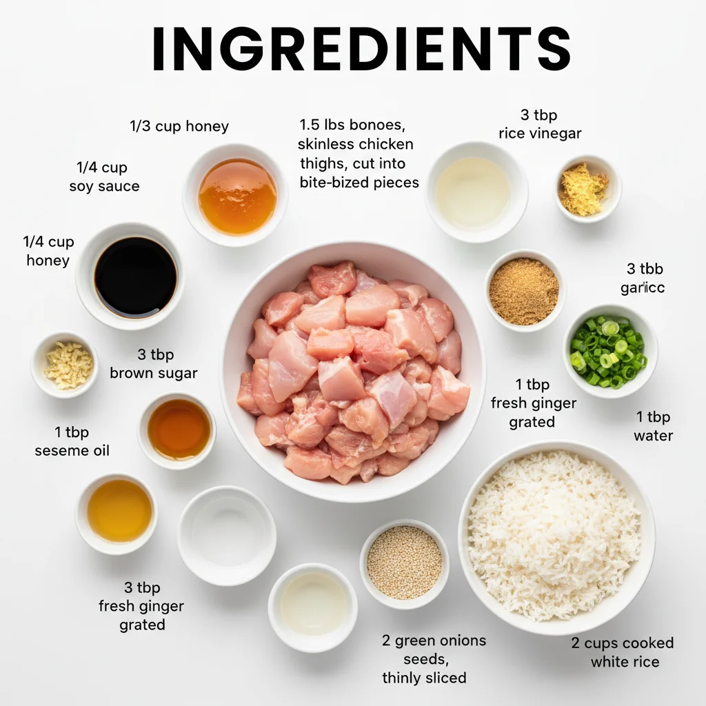 sticky chicken rice bowl recipe ingredients