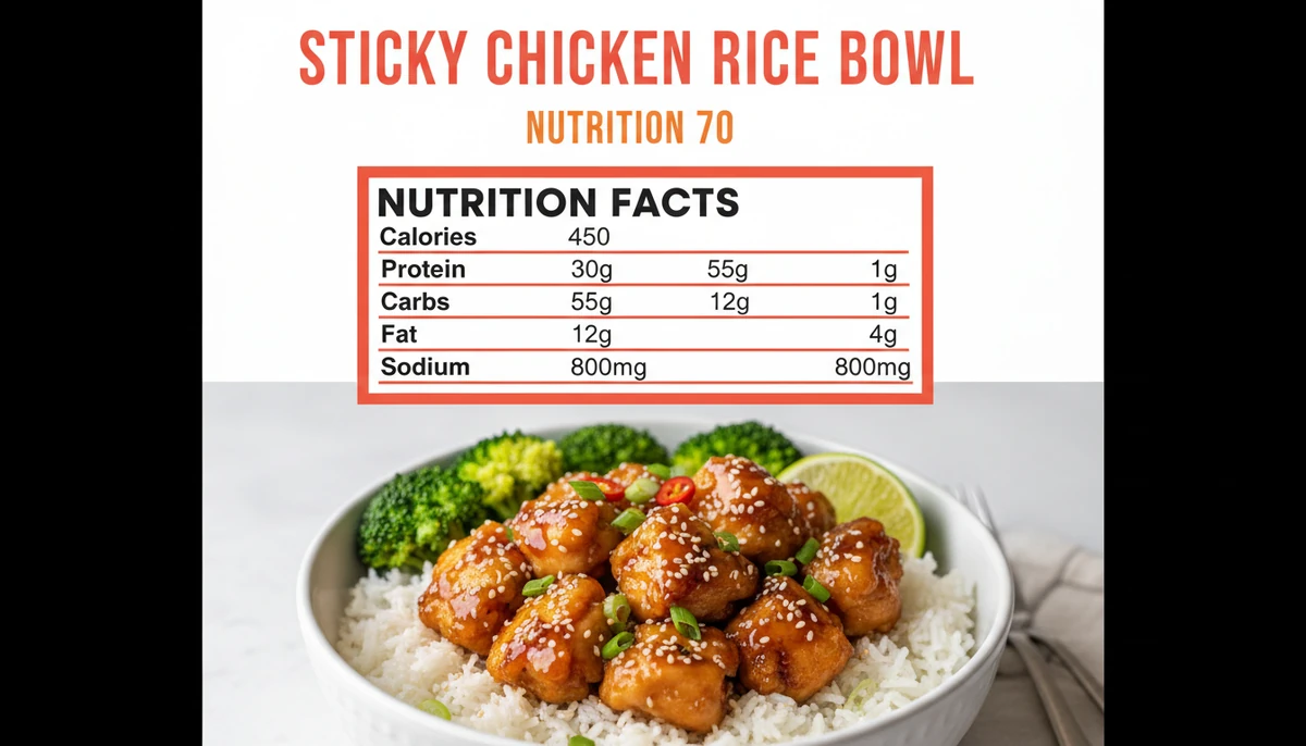 sticky chicken rice bowl recipe nutritional information