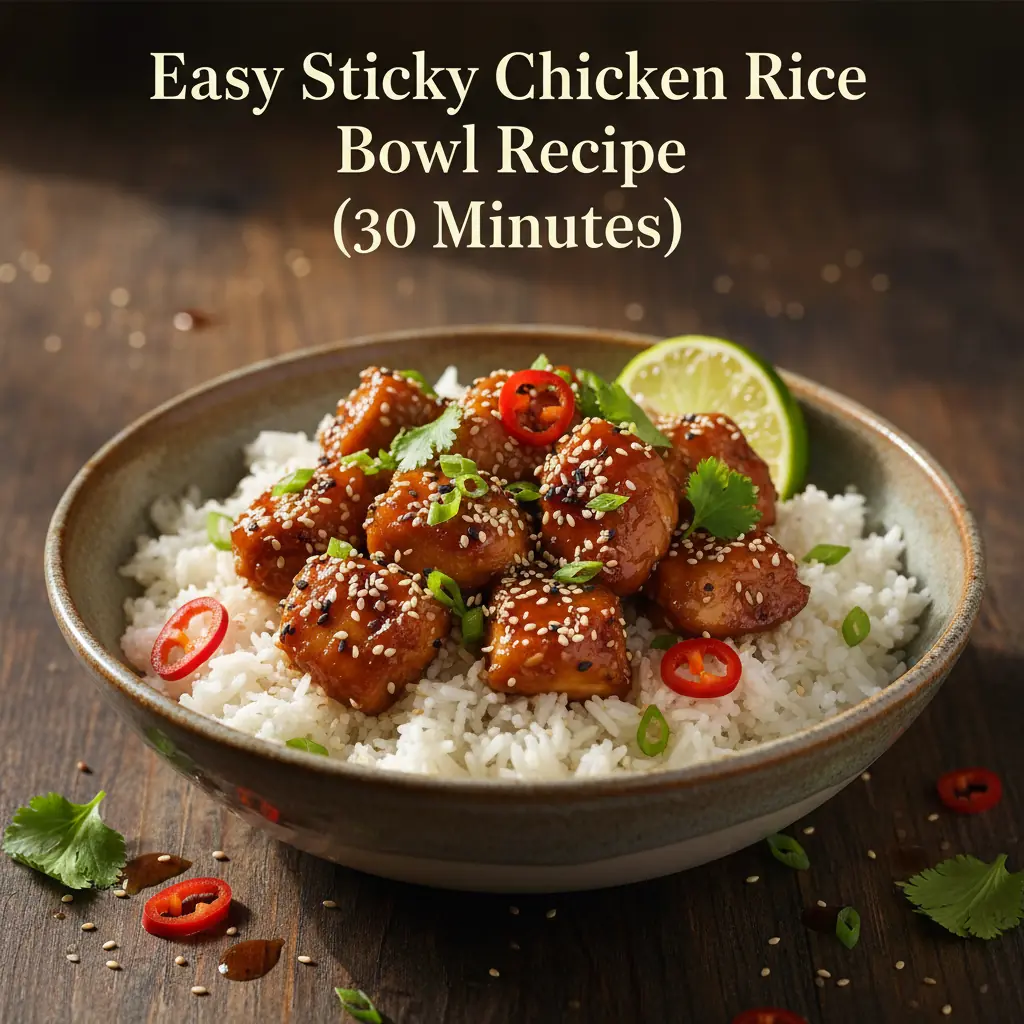 sticky chicken rice bowl recipe recipeCard1