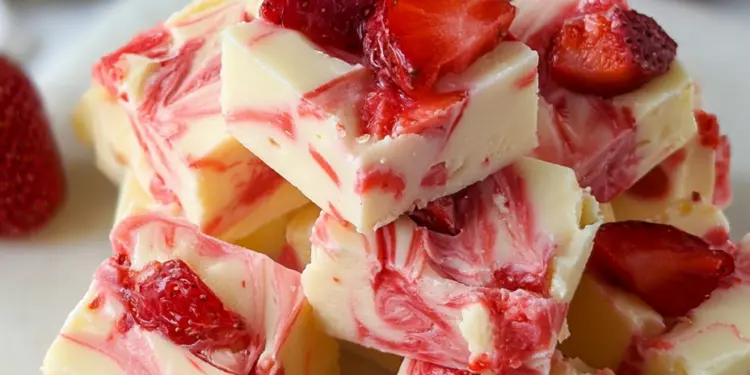 strawberries and cream fudge recipe featured