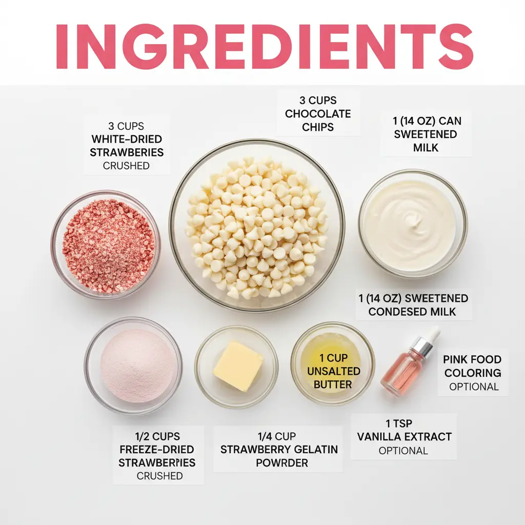 strawberries and cream fudge recipe ingredients